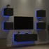 Kép 1/11 - 5 darab fekete falra szerelhető TV-szekrény LED-del