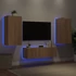 Kép 1/11 - 3 darab sonoma tölgy színű falra szerelhető TV-szekrény LED-del