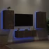 Kép 1/11 - 3 darab füstös tölgy színű falra szerelhető TV-szekrény LED-del