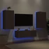 Kép 1/11 - 3 darab barna tölgyszínű falra szerelhető TV-szekrény LED-del