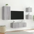 Kép 5/11 - 4darab szürke sonoma színű falra szerelhető TV-szekrény LED-del