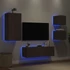 Kép 1/11 - 4 darab barna tölgyszínű falra szerelhető TV-szekrény LED-del