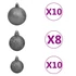 Kép 8/10 - 120 részes fehér-szürke karácsonyi gömbszett csúccsal + 300 LED