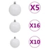 Kép 9/10 - 120 részes fehér-szürke karácsonyi gömbszett csúccsal + 300 LED