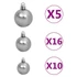 Kép 10/10 - 120 részes fehér-szürke karácsonyi gömbszett csúccsal + 300 LED