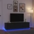 Kép 1/11 - Fekete tölgy TV-szekrény LED-világítással 193,5x41x50 cm