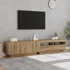 Kép 4/11 - Kézműves tölgy szerelt fa TV-szekrény LED-ekkel 200x35x40 cm