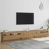 Kép 4/11 - Kézműves tölgy szerelt fa TV-szekrény LED-ekkel 300x35x40 cm