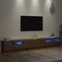 Kép 5/11 - Kézműves tölgy szerelt fa TV-szekrény LED-ekkel 300x35x40 cm
