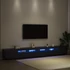 Kép 4/8 - TV állvány LED világítással, fekete tölgyből, 300x35x40 cm, mérnöki fa