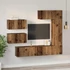 Kép 4/11 - TV szekrény garnitúra 6 pcs Régi fa 30.5 x 30 x 90 cm Faanyag