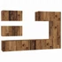 Kép 2/11 - TV szekrény garnitúra 6 pcs Régi fa 30.5 x 30 x 90 cm Faanyag