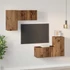 Kép 4/11 - TV szekrény garnitúra polcokkal 4 pcs Régi fa 60 x 30 x 30 cm