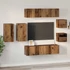 Kép 4/11 - TV szekrény garnitúra 8 pcs Régi fa 30.5 x 30 x 60 cm Faanyag