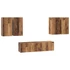 Kép 2/11 - TV szekrény garnitúra 6 pcs Régi fa 60 x 30 x 30 cm Faanyag