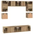 Kép 10/11 - TV szekrény garnitúra 8 pcs kézműves tölgy 80 x 30 x 30 cm