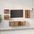 Kép 4/11 - TV szekrény garnitúra 5 pcs Régi fa 30.5 x 30 x 60 cm Faanyag