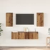 Kép 1/11 - TV szekrény garnitúra polcokkal 4 pcs Régi fa 60 x 30 x 30 cm