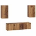 Kép 2/11 - TV szekrény garnitúra polcokkal 4 pcs Régi fa 60 x 30 x 30 cm