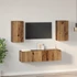 Kép 4/11 - TV szekrény garnitúra polcokkal 4 pcs Régi fa 60 x 30 x 30 cm