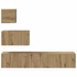 Kép 8/11 - TV szekrény garnitúra 4 pcs kézműves tölgy 80 x 30 x 30 cm