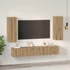 Kép 4/11 - TV szekrény garnitúra 4 pcs kézműves tölgy 30.5 x 30 x 90 cm