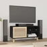 Kép 1/8 - Fekete fenyőfa és természetes rattan TV-szekrény 80x30x40 cm