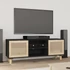 Kép 1/8 - Fekete fenyőfa és természetes rattan TV-szekrény 105x30x40 cm