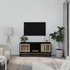 Kép 1/6 - Fekete szerelt fa és vas TV-szekrény 105 x 30 x 45 cm