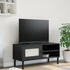 Kép 1/10 - SENJA fekete rattanhatású tömör fenyő TV-szekrény 106x40x49 cm