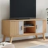 Kép 1/11 - OLDEN szürke és barna tömör fenyőfa TV-szekrény 114x43x57 cm