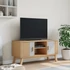 Kép 3/11 - OLDEN szürke és barna tömör fenyőfa TV-szekrény 114x43x57 cm