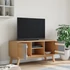 Kép 4/11 - OLDEN szürke és barna tömör fenyőfa TV-szekrény 114x43x57 cm