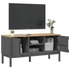 Kép 4/11 - FLORO szürke tömör fenyőfa TV-szekrény 114 x 43 x 55 cm