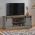 Kép 1/10 - HALDEN szürke tömör fa TV szekrény 2 tolóajtóval 150x40x60 cm