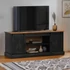 Kép 1/10 - HALDEN fekete tömör fa TV szekrény 2 tolóajtóval 150x40x60 cm