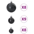 Kép 6/9 - 100 db fekete karácsonyi gömb Ø3/4/6 cm