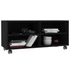 Kép 3/6 - Fekete szerelt fa TV-szekrény görgőkkel 90 x 35 x 35 cm