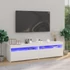 Kép 1/11 - 2 db fehér TV-szekrény LED-világítással 75 x 35 x 40 cm