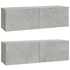 Kép 2/9 - 2 db betonszürke szerelt fa fali TV-szekrény 100 x 30 x 30 cm
