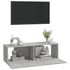 Kép 4/9 - 2 db betonszürke szerelt fa fali TV-szekrény 100 x 30 x 30 cm