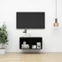 Kép 1/9 - Magasfényű fekete szerelt fa fali TV-szekrény 37 x 37 x 72 cm