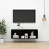 Kép 1/9 - Magasfényű fekete szerelt fa fali TV-szekrény 37 x 37 x 107 cm