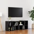 Kép 1/7 - Magasfényű fekete szerelt fa TV-szekrény 104 x 30 x 52 cm