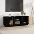 Kép 3/10 - Fekete tömör fenyőfa TV-szekrény 110x35x40,5 cm