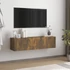 Kép 1/8 - Füstös tölgy színű szerelt fa fali TV-szekrény 120 x 30 x 30 cm