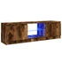 Kép 2/10 - Füstölt tölgy színű TV-szekrény LED lámpákkal 120x30x35,5 cm