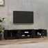 Kép 3/10 - Fekete szerelt fa TV-szekrény 180 x 31,5 x 40 cm