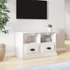 Kép 1/10 - Magasfényű fehér szerelt fa TV-szekrény 80 x 35 x 50 cm