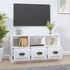 Kép 3/11 - Fehér magasfényű szerelt fa TV-szekrény 100x35x50 cm